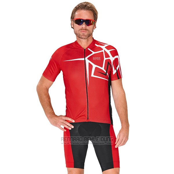 2017 Fahrradbekleidung Gore Bike Wear Power Adrenaline Rot Trikot Kurzarm und Tragerhose